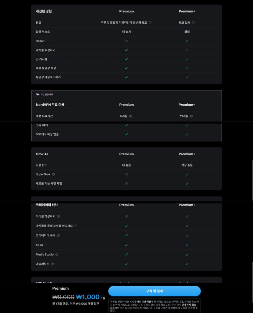 트위터] 프리미엄(?☑️) 결제하면 VPN이 무료!!!! (1000원/무료)_2.jpg