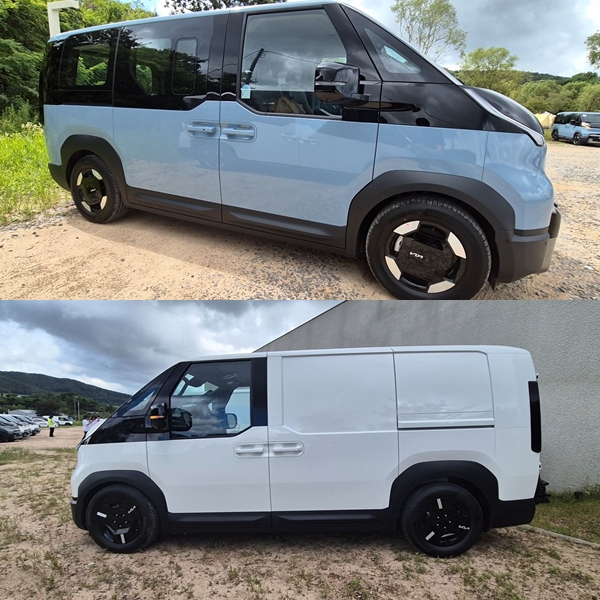 PV5 패신저 모델(위)과 카고 모델의 측면부. / 사진=최동훈 기자