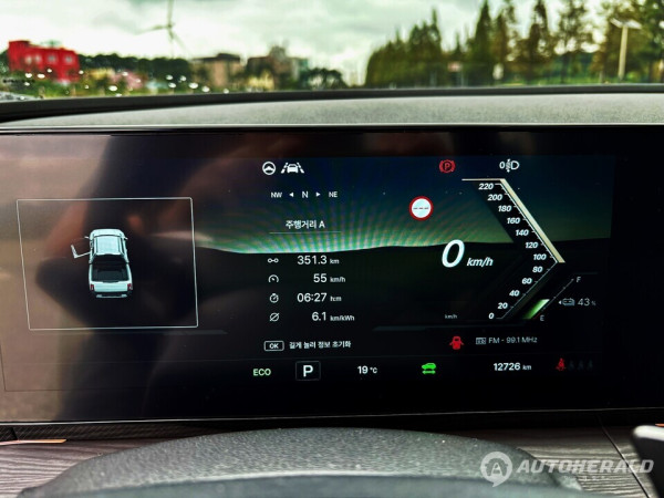 350km 주행을 마친 무쏘 EV. 약 15분 충전(200kW)으로 100km 이상을 주행할 수 있는 배터리 성능도 갖추고 있다. (김흥식 기자)