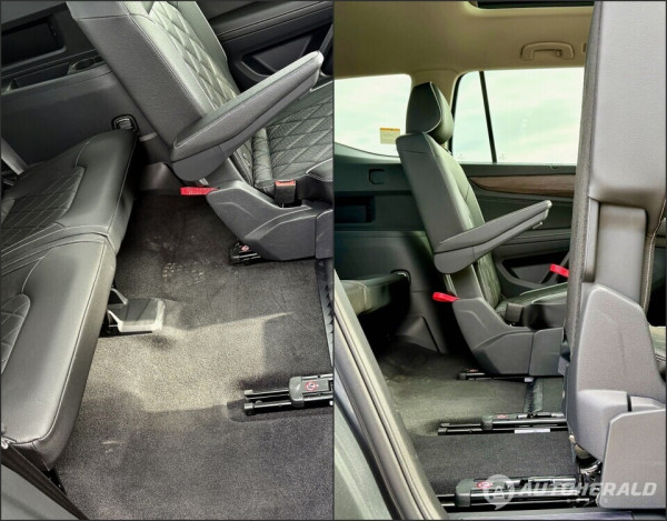 버튼과 레버 조작만으로 넓게 열리는 2열 시트. 카시트 장착 상태에서도 3열 접근이 쉽도록 설계됐다.(오토헤럴드 김흥식 기자)